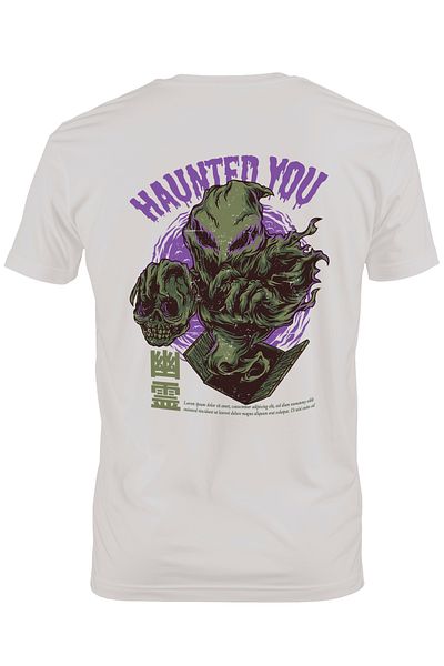 StoryGift Romania Tricou Barbati Cu Monstru Cu Un Craniu Uman In Mana, Text In Engleza Haunted You, Artwork, Stg