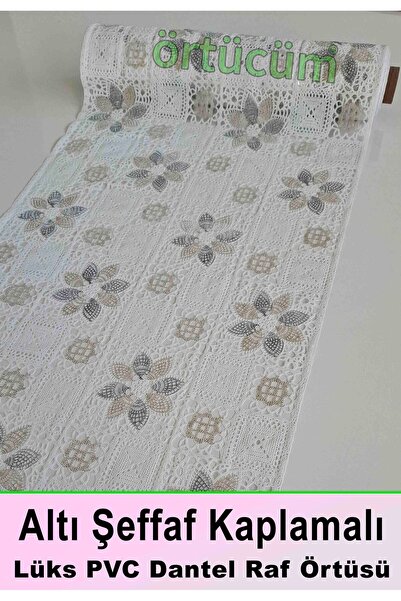 Örtücüm Lüks Pvc Dantel Deliksiz Dolap İçi Raf Örtüsü Beyaz Dantelli Buzdola...