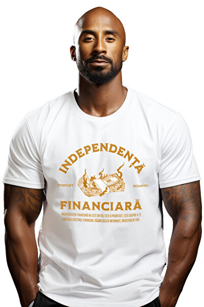 StoryGift Romania Tricou Barbati Independenta Financiara Bani In Flacari Lume...
