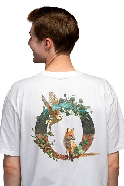 StoryGift Romania Tricou Barbati Cu Litera, O, Vulpe, Bufnita, Cu Imprimeu Pe...