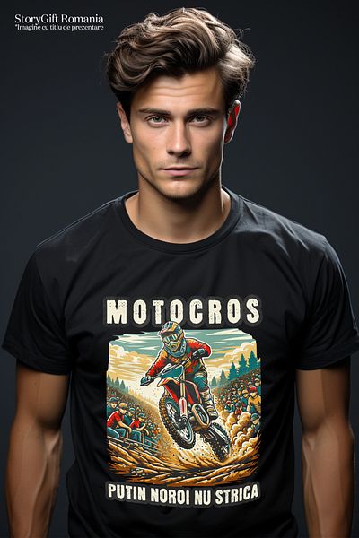 StoryGift Romania Tricou Barbati Motocros Putin Noroi Nu Strica Cursa Viteza Cu Imprimeu Pe Fata, 100% Bumbastg