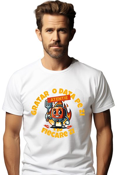 StoryGift Romania Tricou Barbati Iubitorii De Gratar O Dat Ape Zi In Fiecare Zi Cu Imprimeu Pe Fata, 100% Bustg
