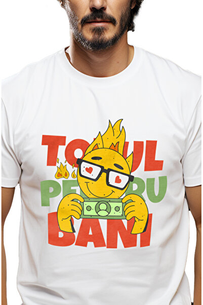 StoryGift Romania Tricou Barbati Totul Pentru Bani Foc Zambitor Cu Bancnota C...
