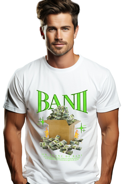 StoryGift Romania Tricou Barbati Un Tean De Bani Romanesti - 500 Ron Cu Impri...