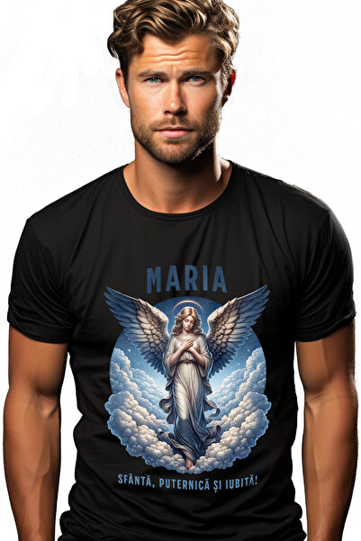 StoryGift Romania Tricou Barbati Femeie Inger Sarbatoare Text Maria Sfanta, P...