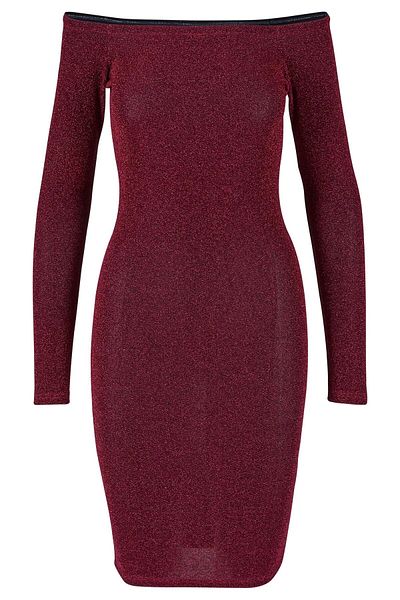 Urban Classics Damen Ladies Off Shoulder Longsleeve Glitter Dress