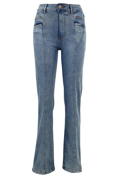 Urban Classics Damen Ladies High Waist Straight Slit Denim Pants