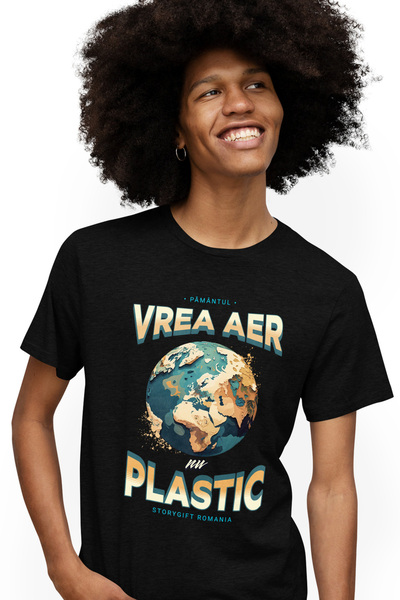 StoryGift Romania Tricou Barbati Pamantul Vrea Aer Nu Plastic Terra Poluare C...