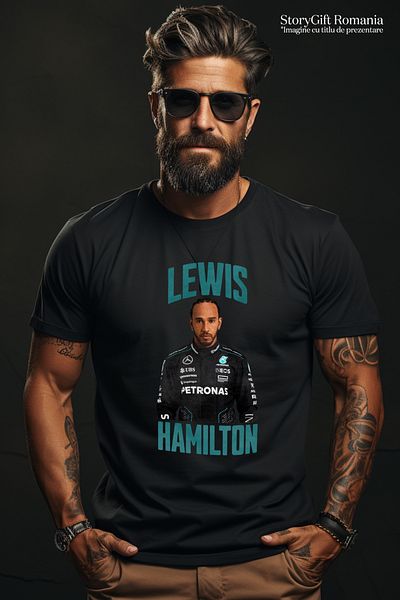 StoryGift Romania Tricou Barbati Lewis Hamilton Cursa Profesionista Formula 1 Viteza Cu Imprimeu Pe Fata, 10stg