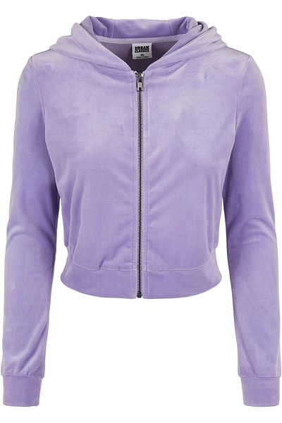 Urban Classics Damen Ladies Short Velvet Zip Hoody