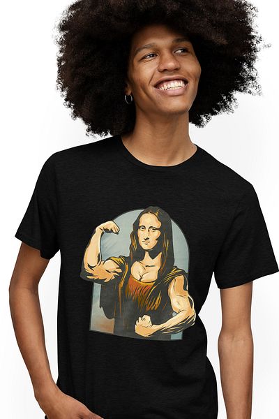 StoryGift Romania Personalized Men's T-Shirt Monalisa, Bodybuilder, Reinterpreted Leonardo Da Vinci With Imp
