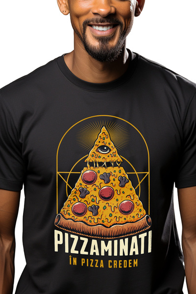 StoryGift Romania Tricou Barbati Pizza Illuminati. În Pizza Credem Cu Imprime...