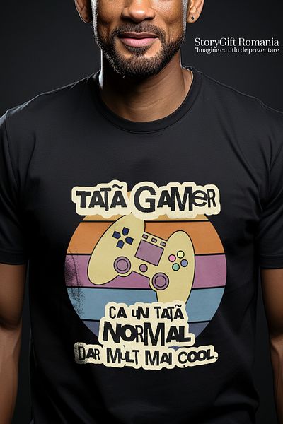 StoryGift Romania Men's T-Shirt Dad Gamer Cool Video Game Controller Virtual World With Front Print, 100% Bum Stg