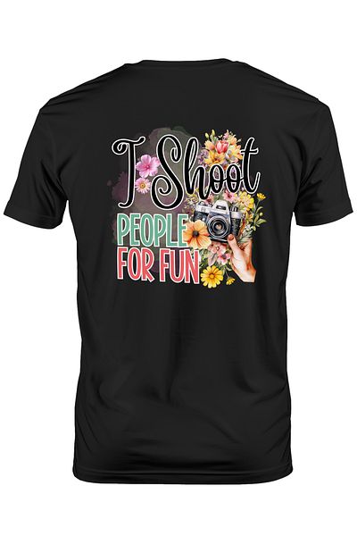 StoryGift Romania Men's T-shirt with the message "I shoot people for fun", illustration, activity, flowers, hand, a