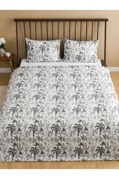 LC Waikiki Σετ Παπλωματοθήκη LCW HOME Μαύρο με σχέδιο διπλό