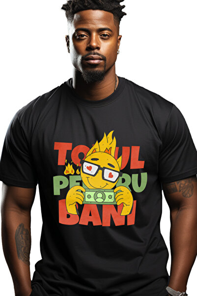 StoryGift Romania Tricou Barbati Totul Pentru Bani Foc Zambitor Cu Bancnota C...