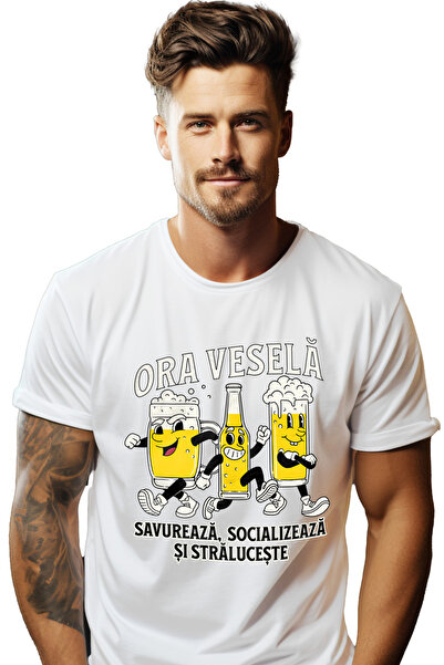 StoryGift Romania Tricou Barbati Ora Vesela Pahare De Bere Alcool Petrecere C...