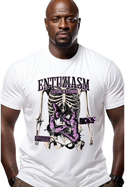 StoryGift Romania Tricou Barbati Entuziasm - Fluturi In Stomac, Schelet Cu Im...