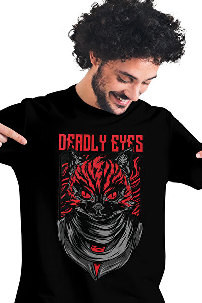 StoryGift Romania Tricou Barbati Cu Pisica Alba Cu Sange In Tinta De Ninja, O...