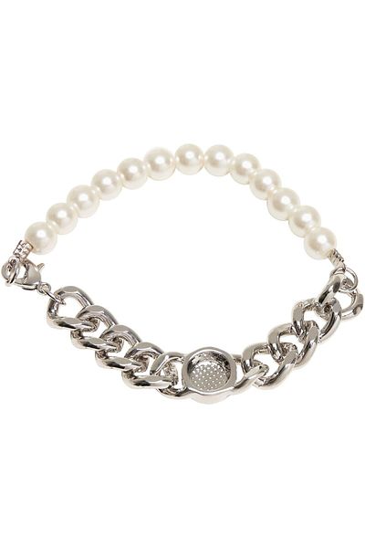Urban Classics Unisex Pearl Flat Chain Bracelet