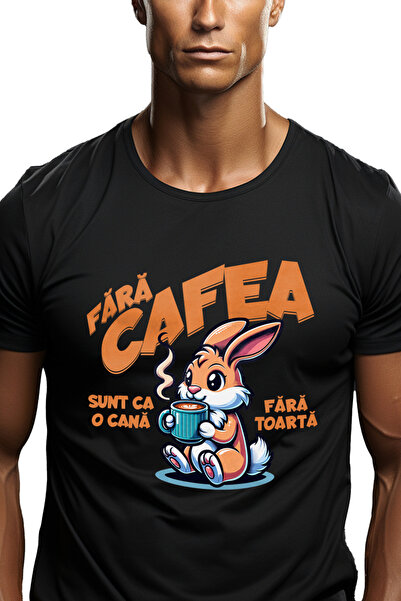 StoryGift Romania Tricou Barbati Iepure Iubitor De Cafea Text Fara Cafea Ca O...
