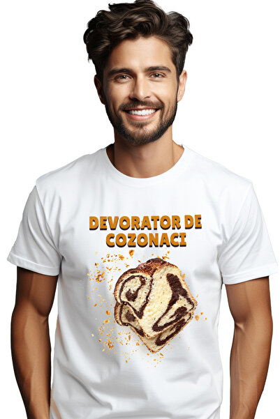StoryGift Romania Tricou Barbati Devorator De Cozonaci Felie Gustoasa Traditi...