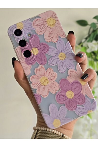 Transparent Phone Case with Pastel Colorful Flowers Pattern Compatible with Samsung Galaxy A55