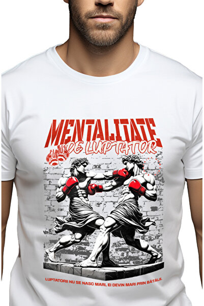 StoryGift Romania Tricou Barbati Statui Grecesti Lupta Box Mentalitate De Lup...