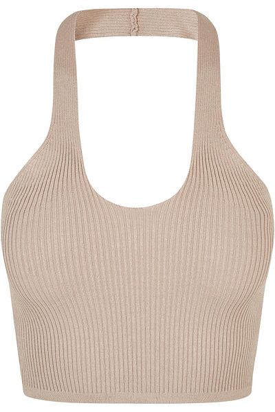 Urban Classics Damen Ladies Rib Knit Crossed Neckholder Top