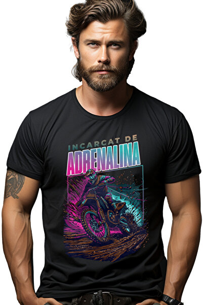 StoryGift Romania Tricou Barbati Incarcat De Adrenalina Barbat Pe Motocros Cu...