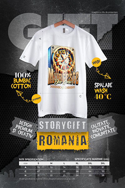 StoryGift Romania Men's T-Shirt Timoul Passes Motivational Text Work Hard! With Print On The Front, 100% Stg