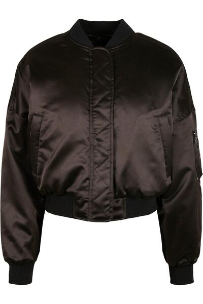 Urban Classics Damen Kurze, übergroße Bomberjacke aus Satin