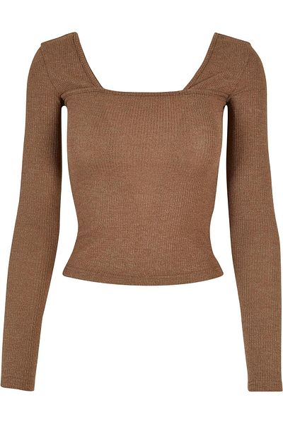 Urban Classics Damen Ladies Rib Squared Neckline Longsleeve