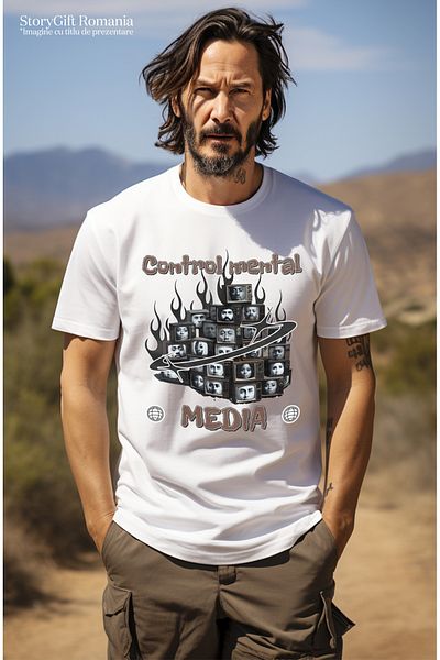 StoryGift Romania Men's T-Shirt Televisions Vintige Illusion Mind Control. Media With Front Print, 100% Stg