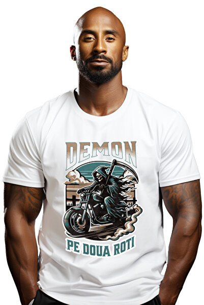 StoryGift Romania Tricou Barbati Demon Pe Doua Roti Moartea Cu Coasa Pe Motor...