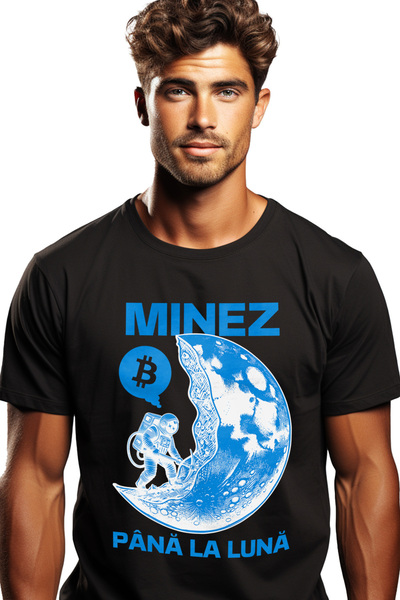 StoryGift Romania Ανδρικό T-Shirt  "Εξορύπευσαντας για το Φεγγάρι " με Αστρον...