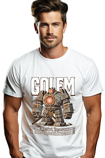 StoryGift Romania Ανδρικό T-Shirt Γκόλεμ Φύλακας Ρομπότ Πέτρας Δυνατό σαν Πέτ...