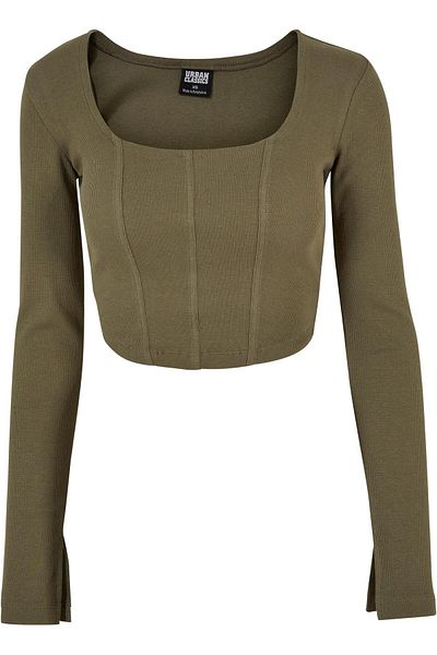 Urban Classics Damen Ladies Short Rib Corsage Longsleeve