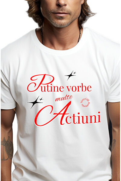 StoryGift Romania Tricou Barbati Text Motivational Putine Vorbe Multe Actiuni...
