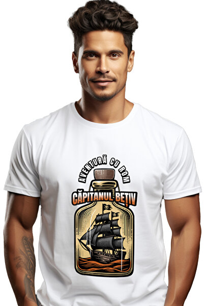 StoryGift Romania Tricou Barbati Aventura Cu Rom, Capitanul Betiv, Alcool Cu ...