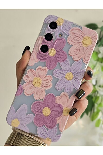 Samsung Galaxy A35 Compatible Transparent Phone Case with Pastel Colorful Flowers Pattern