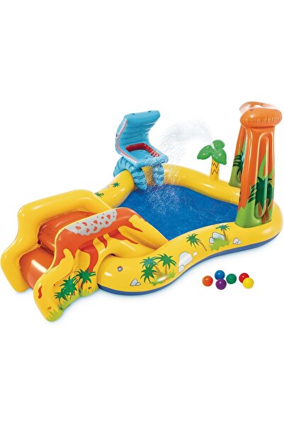 Intex مركز ألعاب مائي قابل للنفخ على شكل ديناصور، سعة 216 لترًا