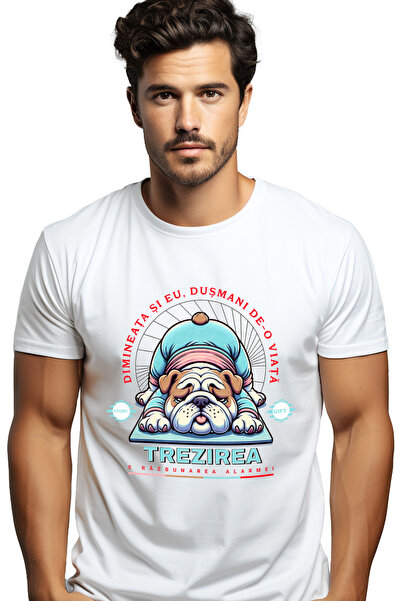 StoryGift Romania Tricou Barbati Dimineata Si Eu= Dusmani Caine Facand Yoga T...