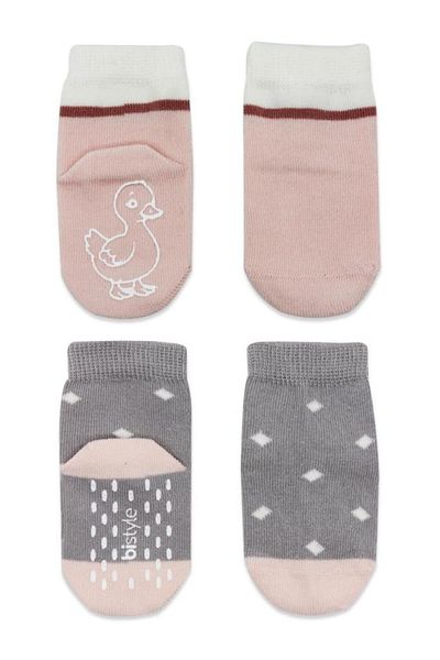 Skygo Bistyle Animal Figure Non-Slip Girl Socks 2-Piece Bs10120 Gray