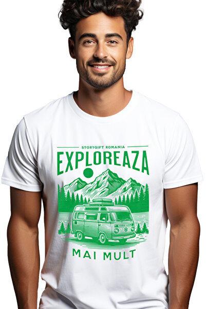 StoryGift Romania Tricou Barbati Exploreaza Mai Mult Caravana Rulota In Munte...