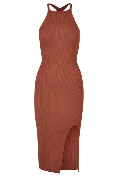 Urban Classics Damen Ladies Midi Rib Knit Crossed Back Dress