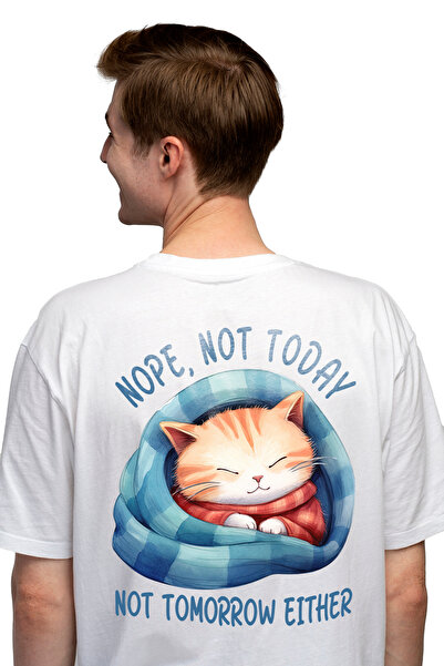 StoryGift Romania Tricou Barbati Cu Pisicuta Care Doarme Cu Mesajul "nope, No...