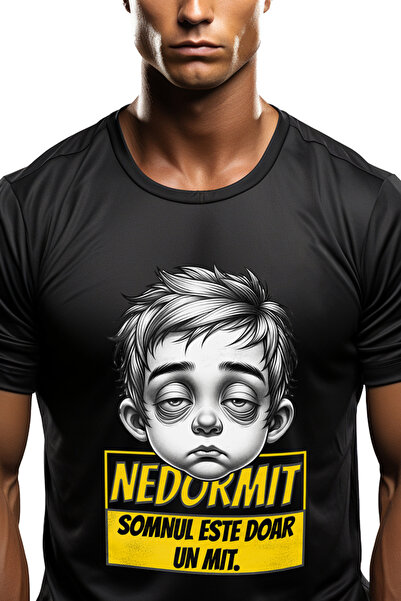 StoryGift Romania Tricou Barbati Nedormit-somnul Este Doar Un Mit Cu Imprimeu...