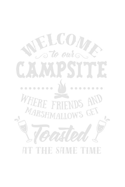 StoryGift Romania Sticker Exterior cu mesajul "Bun-venit in zona noastra de camping, unde prietenii si bezel