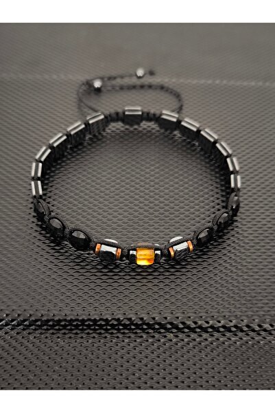 tahrastone Siyah Turmalin-Hematit-Damla Kehribar Doğaltaş Bileklik Takı Aksesuar